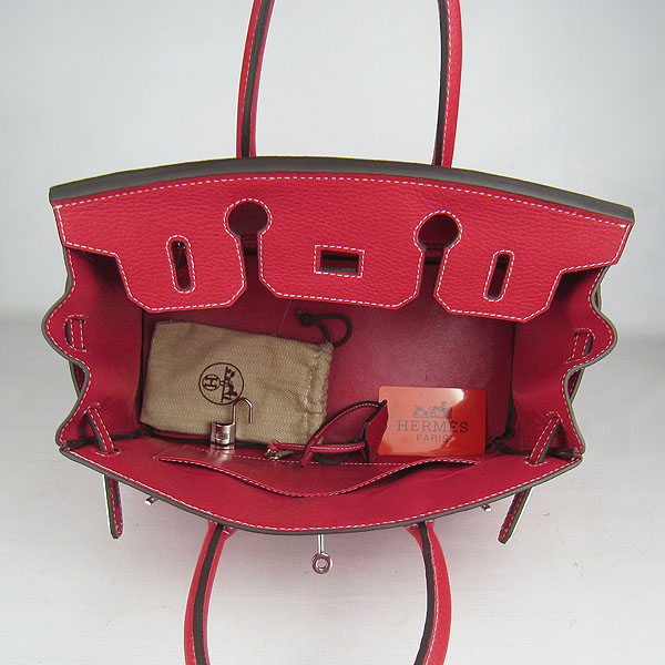 Replica Hermes Birkin 30CM Togo Leather Bag Red 6088 On Sale - Click Image to Close